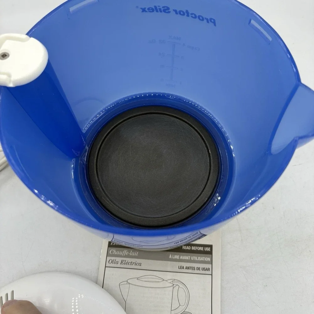 Proctor Silex Electric Kettle Hot Pot Boil 32 oz Max Blue White w Manual HP04